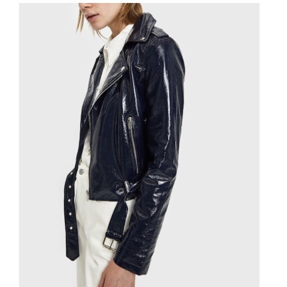 Stelen Chelsy Patent Moto Jacket (Navy) - Picture 3 of 6